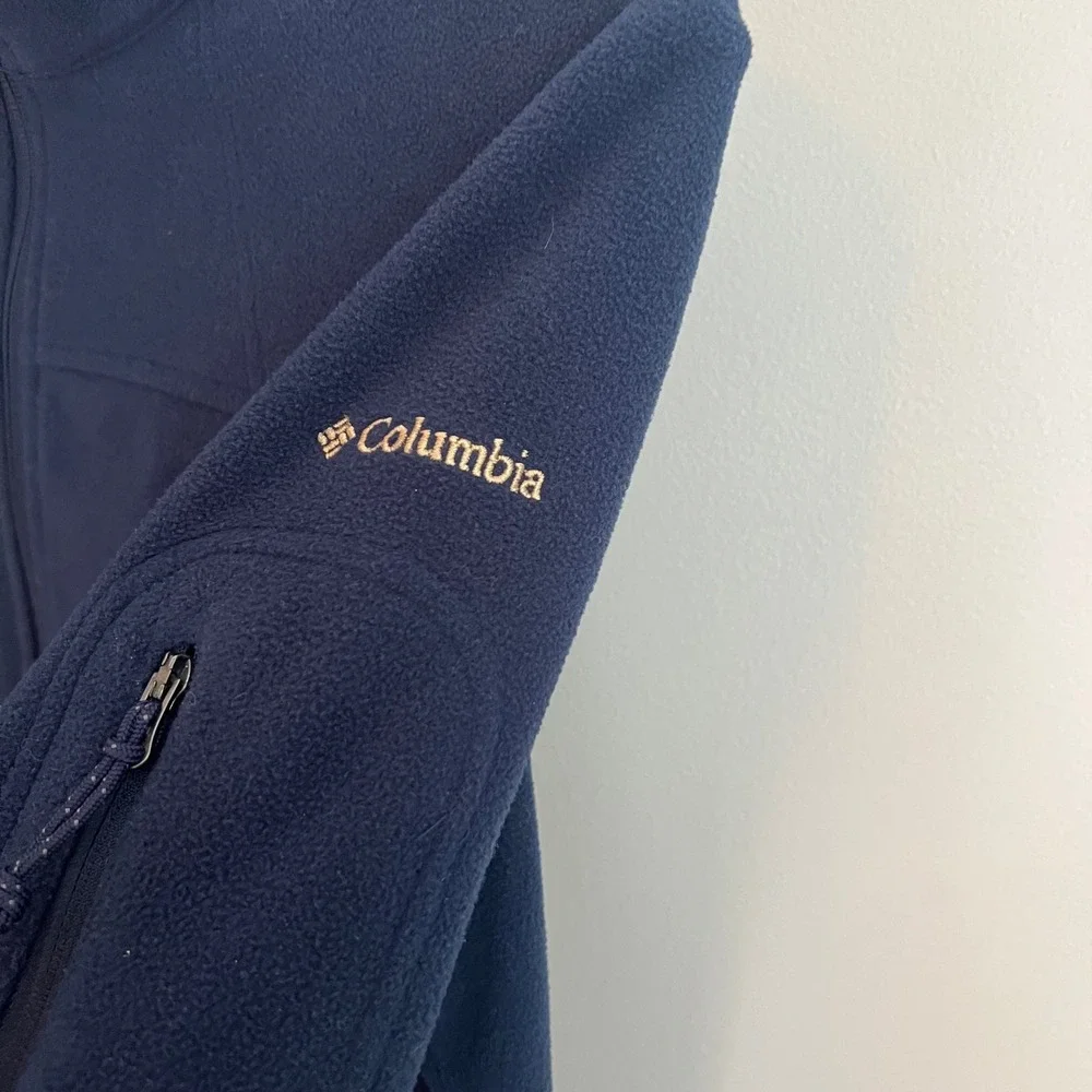 Columbia Notre Dame Fighting Irish Fleece Jacket Navy Blue Full Zip Women Medium
